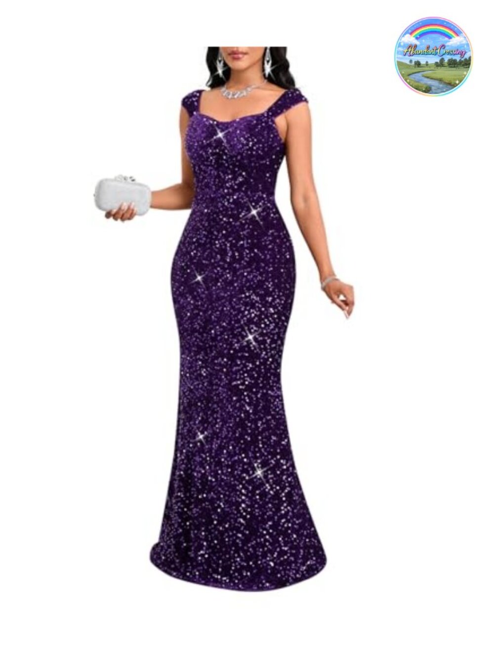 Sequin Mermaid Evening Gown Sleeveless Maxi Formal Dress